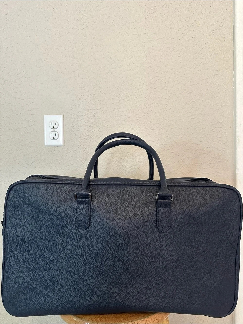 Ralph Lauren Navy Pebbled Leather Duffel